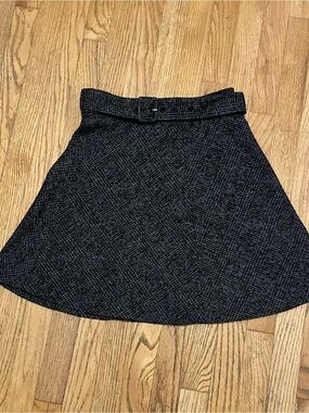 Dark Grey Tweed A-Line Skirt